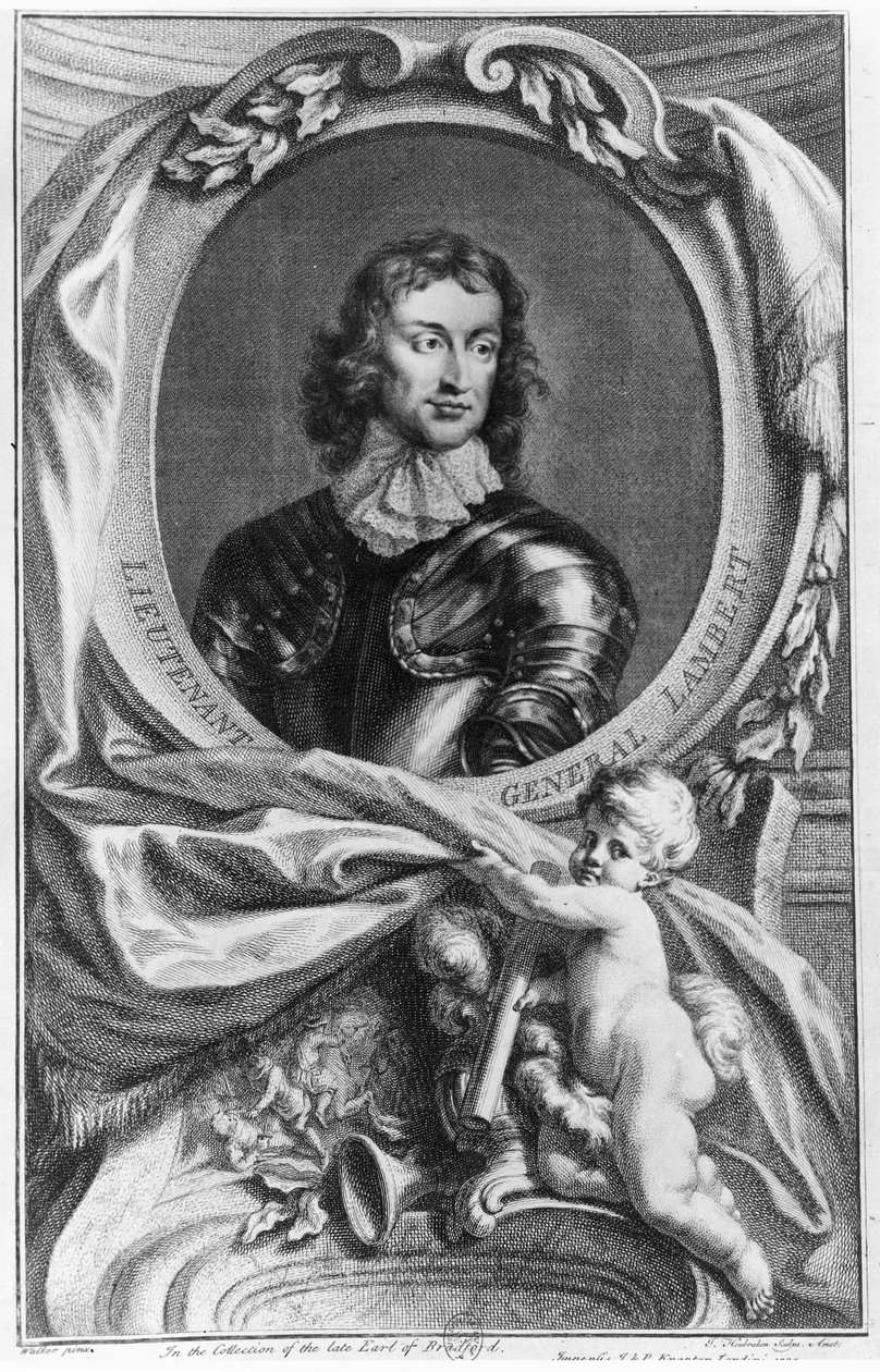 John Lambert altábornagy (1619-83) portréja, amelyet Jacobus Houbraken (1698-1780) vésett alkotó: English School