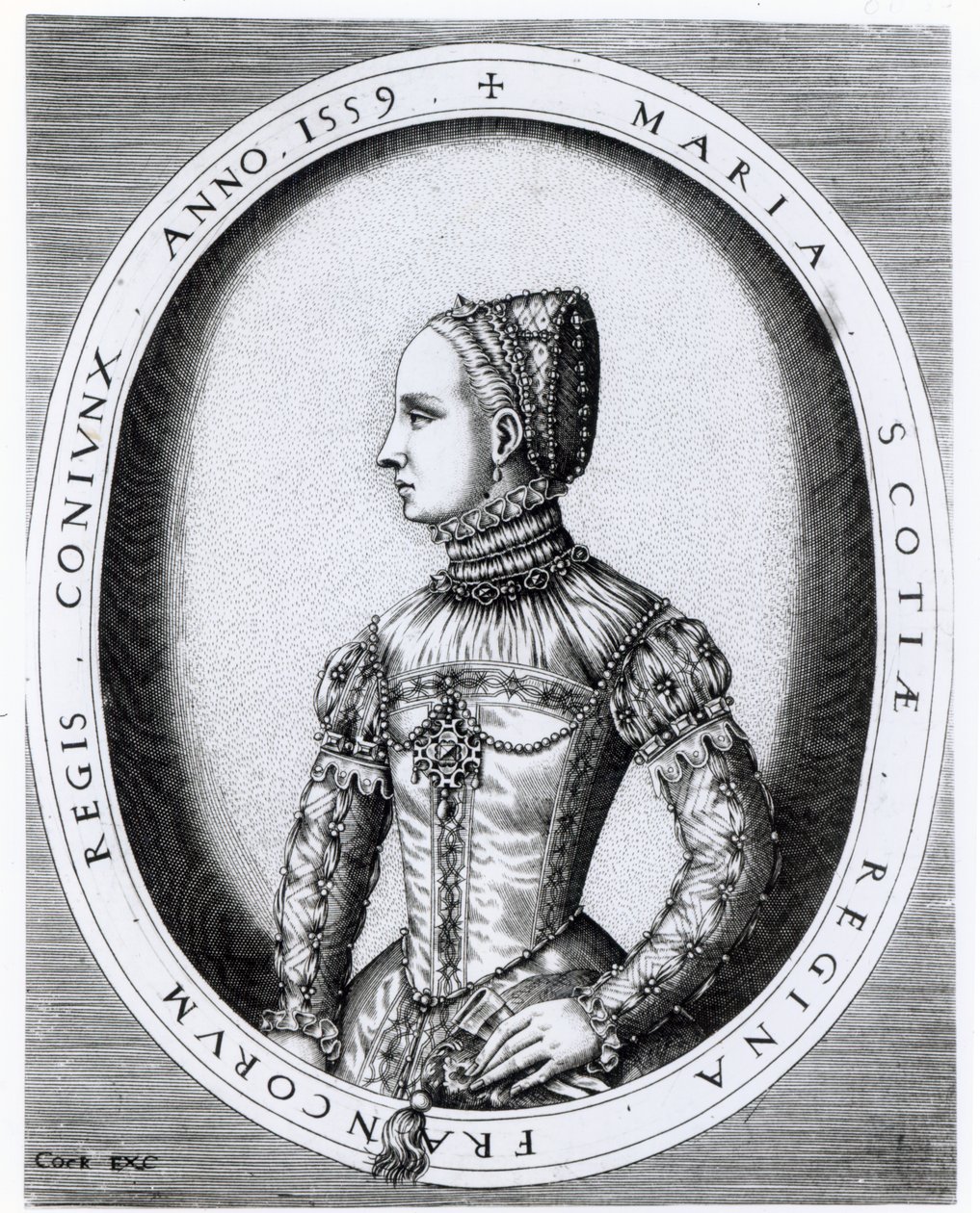 Mária skót királynő (1542-87) portréja, amelyet Hieronymus Cock (kb. 1510-70) vésett, 1559 alkotó: English School
