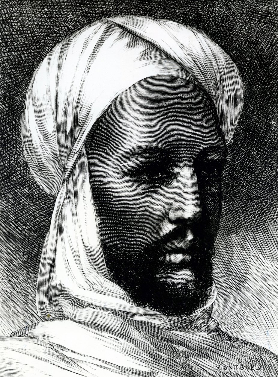 Muhammad Ahmad (1844-1885), Mahdi néven ismert portréja, a dervisek vezetője a britek elleni 1884-es háborúban, gyarmati háborúk, Szudán alkotó: English School