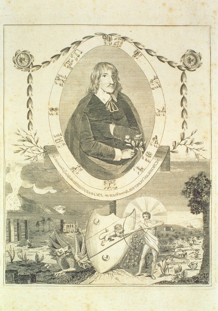 Nicholas Culpeper (1616-54) portréja, a Culpepers English Physician and Complete Herbal előlapja, 1790. alkotó: English School