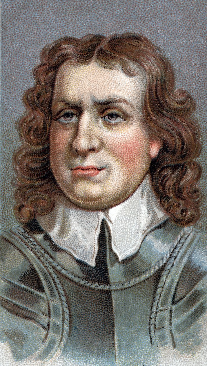 Oliver Cromwell (1599-1658) portréja. Angol katona és politikus - Olivier (Oliver) Cromwell (1599-1658) - A "" A férfiak vezetői" sorozatból" - Kromolitográfia - Angol iskola, 20. század - alkotó: English School