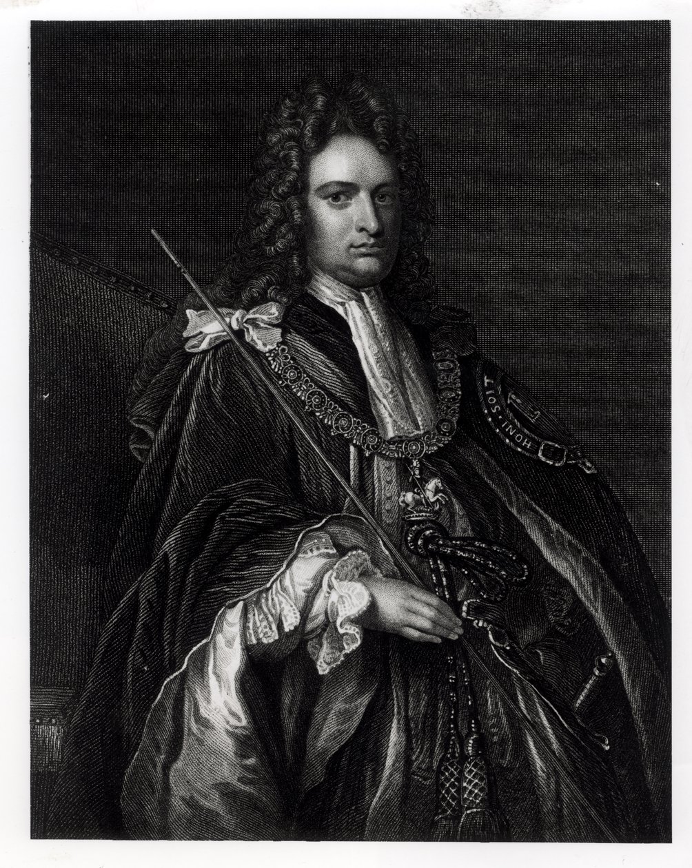 Robert Harley, Oxford első grófjának (1671-1724) portréja (metszet) (bw fotó) alkotó: English School