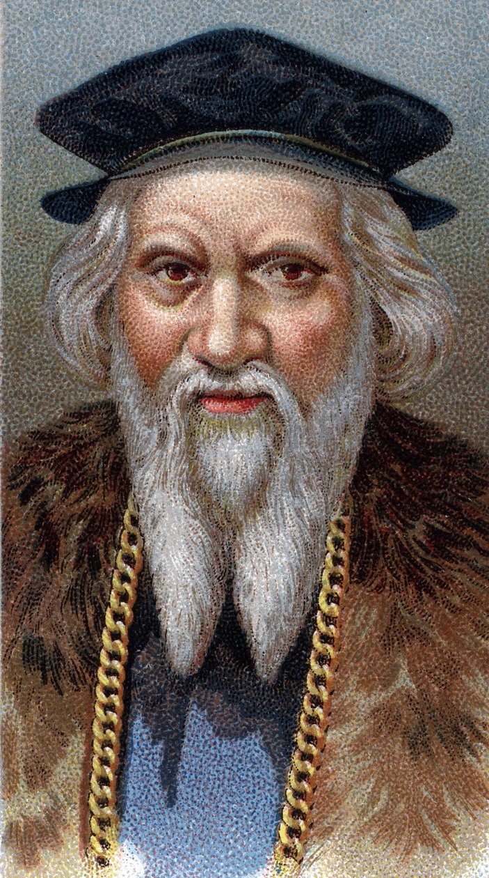 Sebastiano Caboto (Sebastien Cabot) (Sebastian) (1477-1557) portréja – A „” Férfiak vezetői” sorozatból” – Kromolitográfia – Angol iskola, 20. század – alkotó: English School