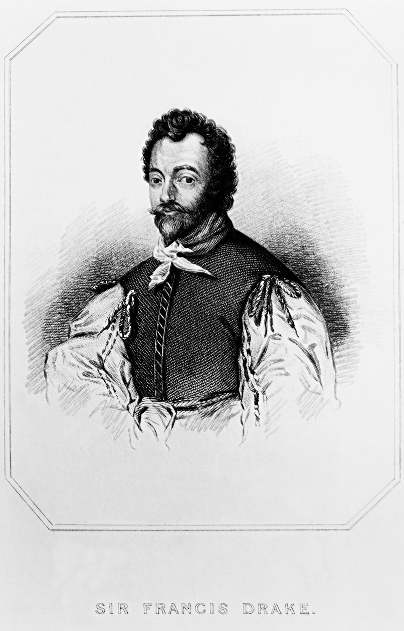 Sir Francis Drake (154043-1596) portréja a Lodges British Portraits-ból, 1823 alkotó: English School