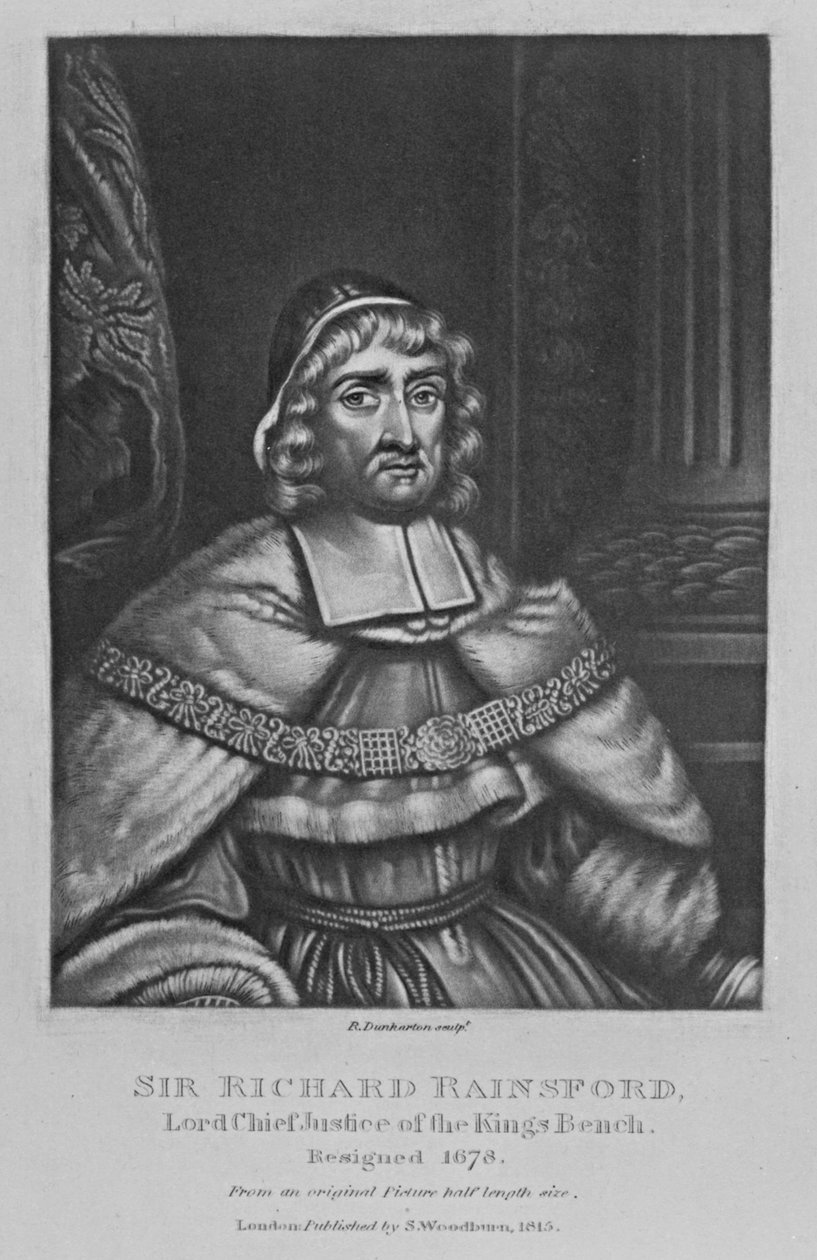 Sir Richard Rainsford portréja a „Characters Illustrious in British History”-ból, Richard Earlom és Charles Turner, 1815 alkotó: English School