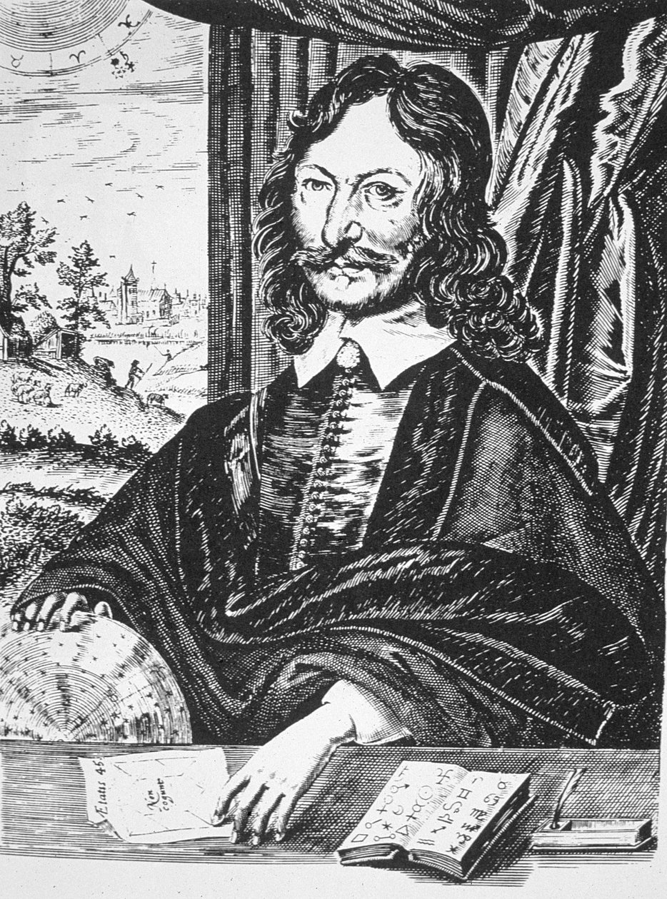 William Lilly (1602-81) portréja a keresztény asztrológiájából, London 1647 alkotó: English School