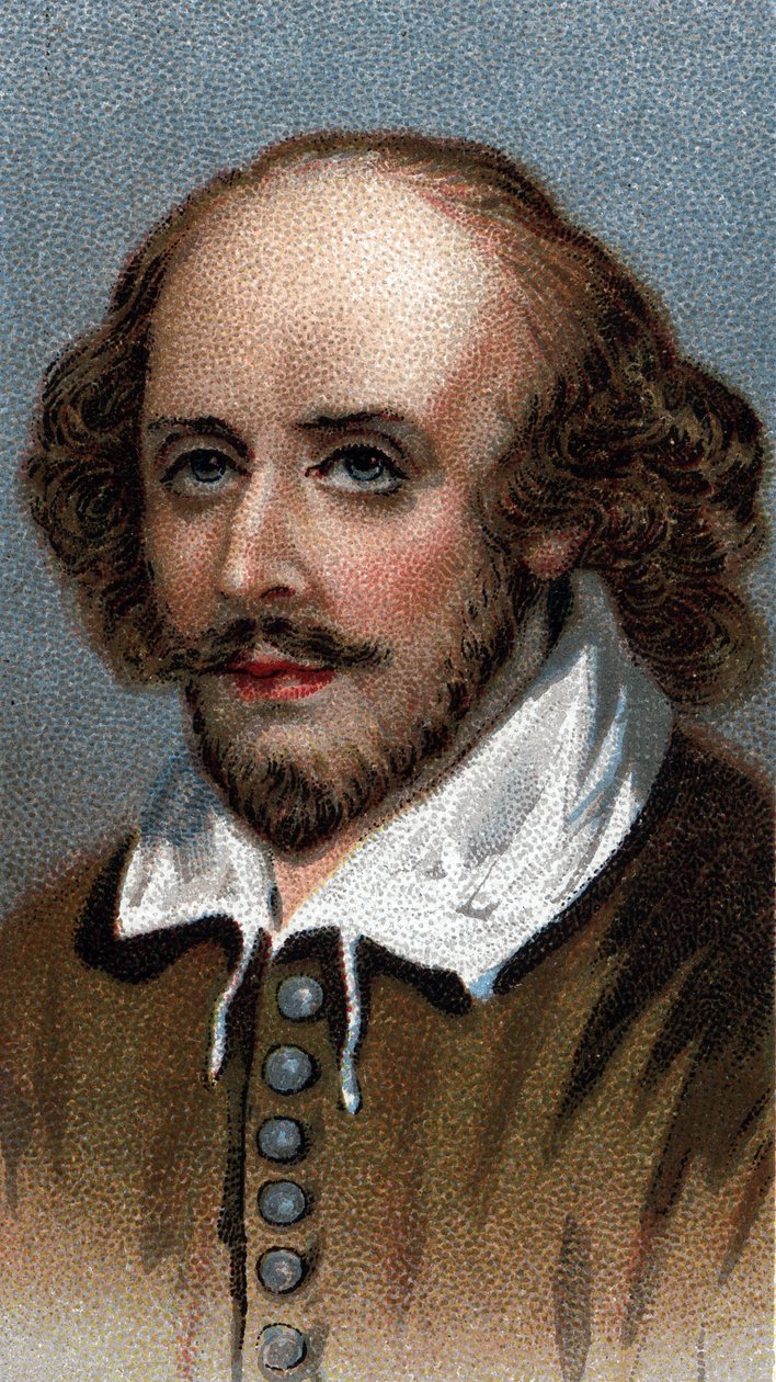 William Shakespeare angol drámaíró portréja - A "" A férfiak vezetői" sorozatból" - Kromolitográfia - Angol iskola, 20. század - alkotó: English School