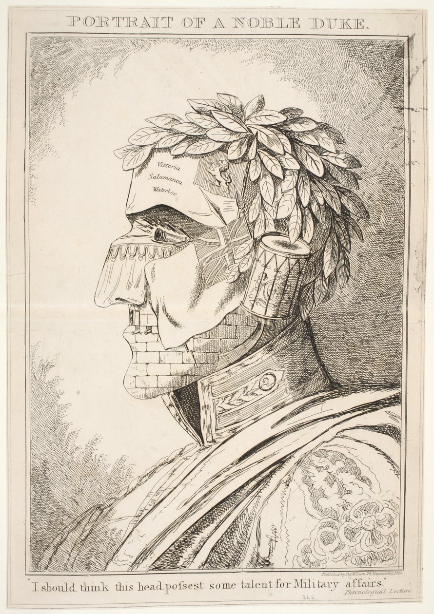 Egy nemes herceg portréja, azt hiszem, ez a fej rendelkezik némi tehetséggel a katonai ügyekben, Thos McLean kocsma, 1829 alkotó: English School