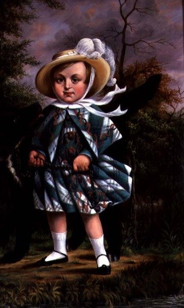 Gyermek portréja fekete kutyával, 1830 körül alkotó: English School