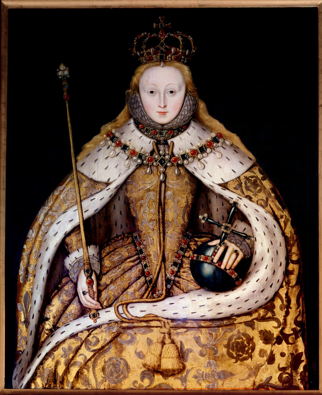 II. Erzsébet királynő portréja koronázási köntösben, 1600 körül (olaj, tábla) (olaj, vászon) alkotó: English School