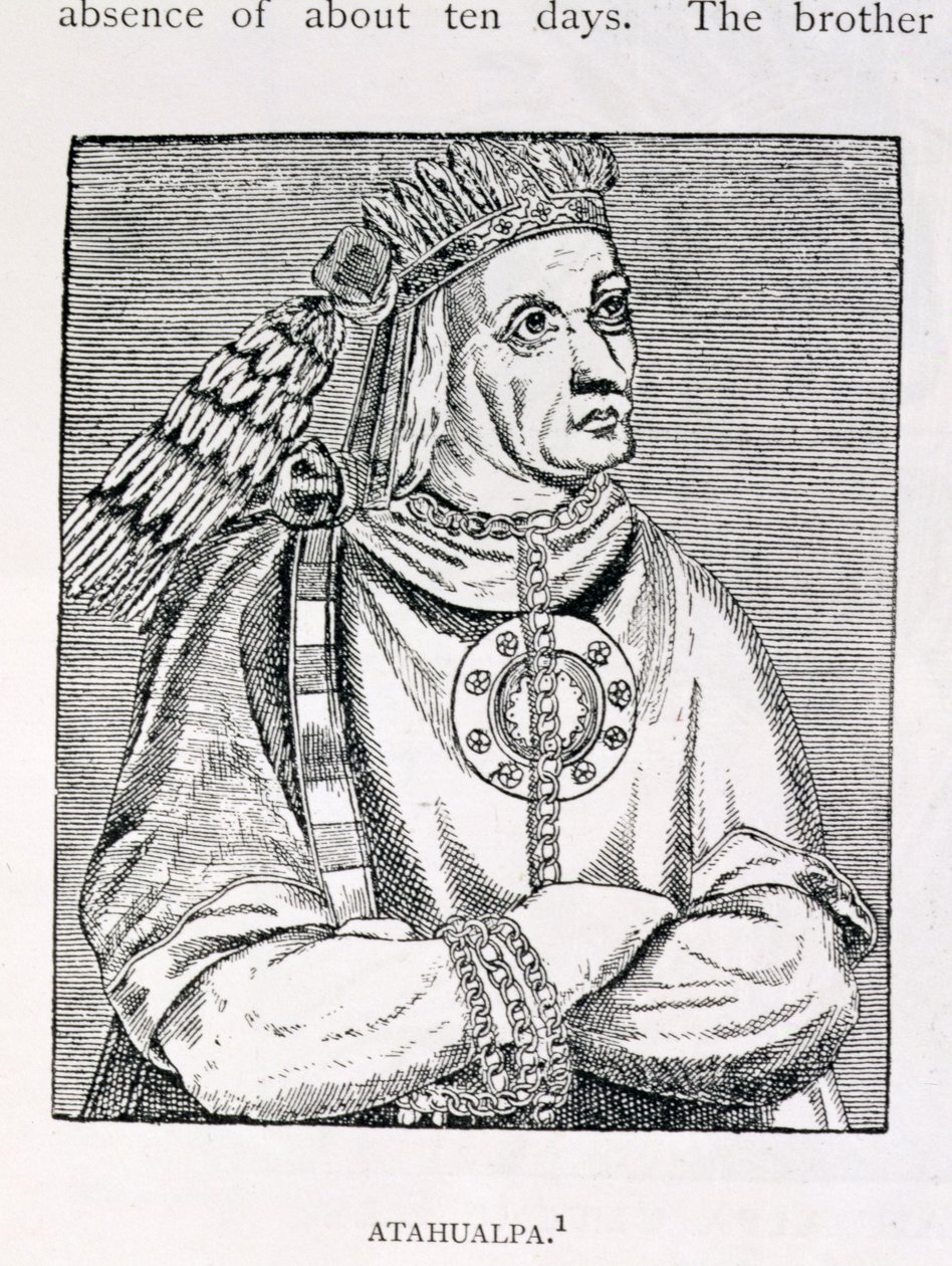 Az utolsó inka főnök, Atahualpa portréja, „Amerika narratív és kritikai története” című könyvéből, szerkesztette: Justin Winsor, London, 1886 alkotó: English School