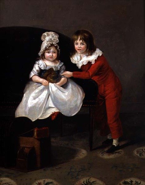 Két gyerek portréja mókussal, 1800 körül alkotó: English School