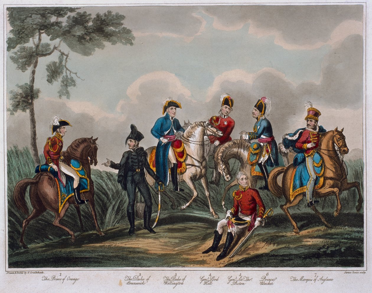 A tábornoki tisztek portréi a Waterloo-i csata történetéről, M. Colburn, 1817 (színes akvatinta) alkotó: English School