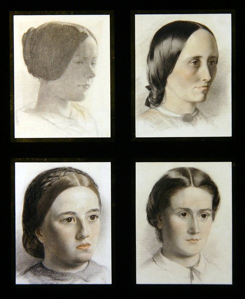 Fiatal hölgyek portréi, 1830 körül (piros-fehér kréták papíron) alkotó: English School