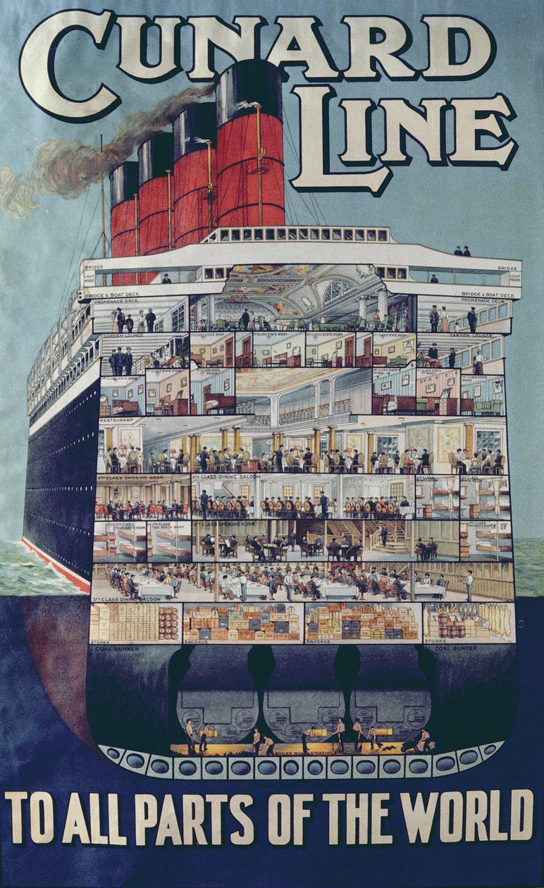 A Cunard vonalat hirdető plakát alkotó: English School