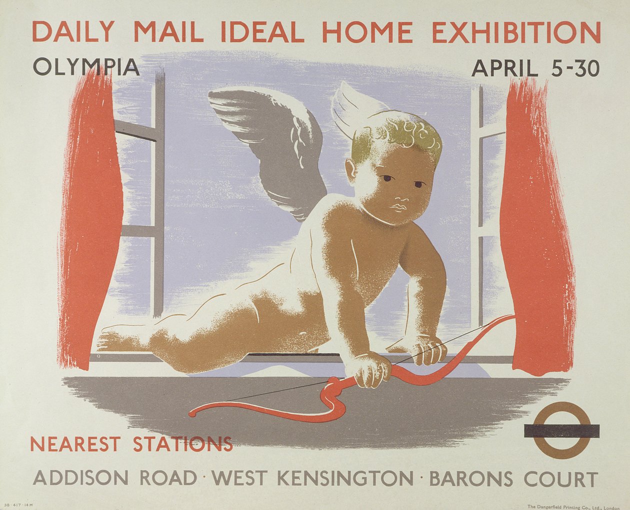 Plakát a Daily Mail Ideális Otthon Kiállításhoz a Kensington Olympián, London, 1938 (színes litó) alkotó: English School