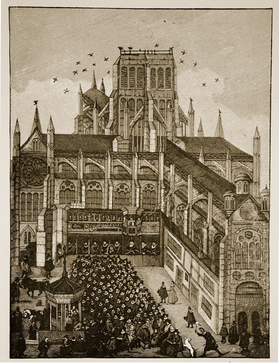 Prédikáció a walesi király és herceg előtt Pauls Crossnál 1616-ban, egy 17. századi festmény után alkotó: English School