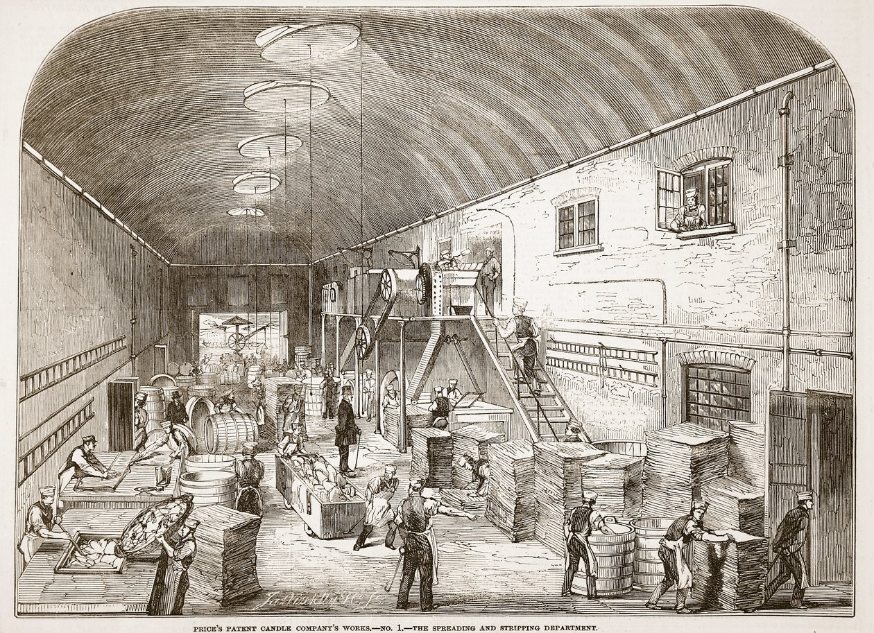 Árak Patent Candle Companys Works, No.1: The Spreading and Stripping Department, The Illustrated London News, 1849 alkotó: English School