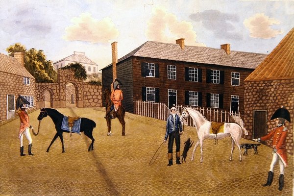 Primitív angol lovak és katonák (akvarell papíron) alkotó: English School