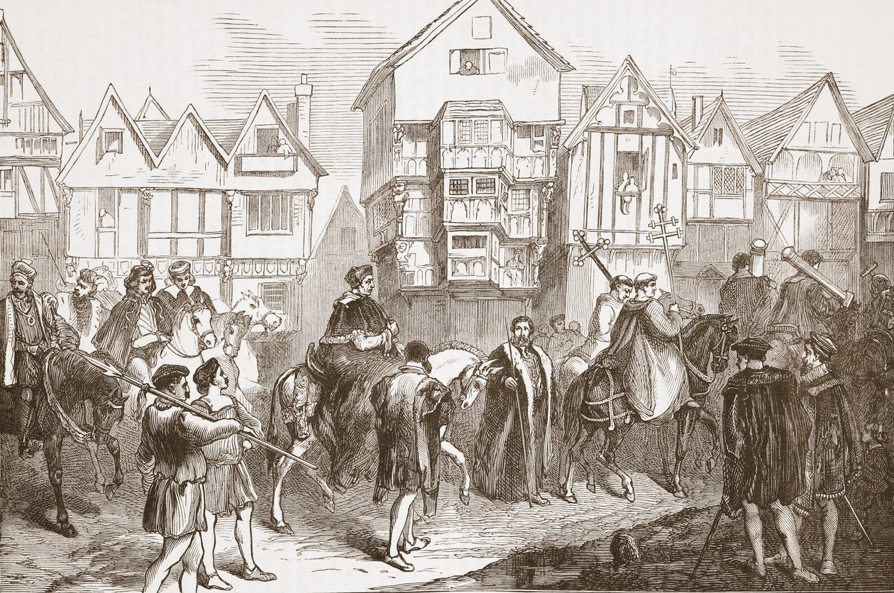 Wolsey felvonulása a Westminster Hallba, illusztráció: James Aitken Wylie (1808-1890) A protestantizmus története című könyvéből, pub. 1878 alkotó: English School