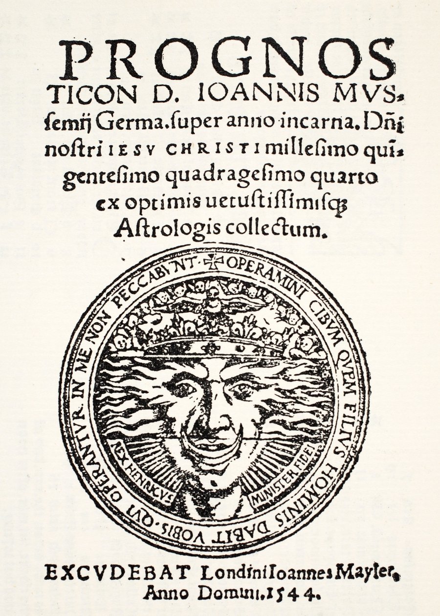 Prognózis 1544-re, Jo. Mussemius, nyomtatta J. Mayler, 1544 alkotó: English School