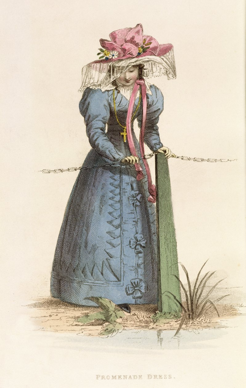 Promenade-ruha, divattányér az Ackermanns Repository of Arts-tól, 1825 körül alkotó: English School