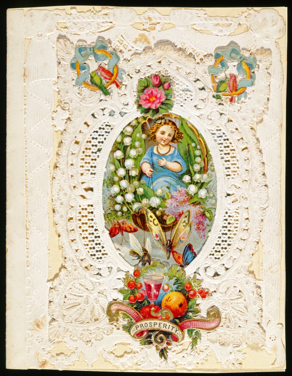 Jólét, Valentin-kártya, 1870 körül (színes litho papíron) alkotó: English School