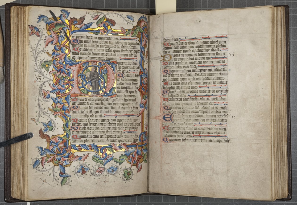 Psalter with Sarum use naptár, Fol 40 verso 41 recto, c.1425-75 (tinta, festék és arany pergamen) alkotó: English School