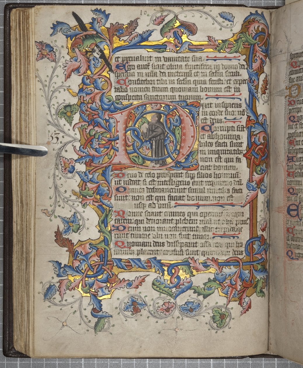 Zsoltáros szárummal használható naptár, Fol 40 verso, 1425-75 körül (tinta, festék és arany pergamen) alkotó: English School