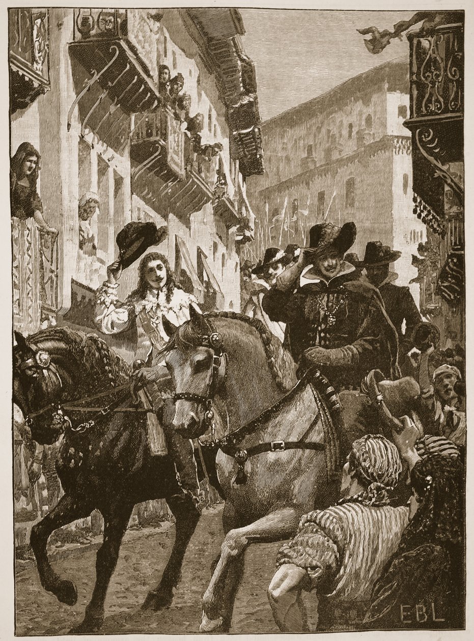 Károly herceg nyilvános fogadása Madridban, illusztráció a Cassell Illustrated History of Englandből (szépia fotó) alkotó: English School