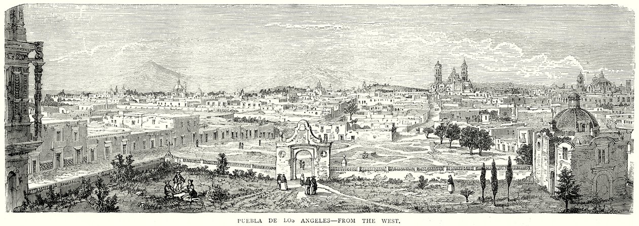 Puebla de Los Angeles - Nyugatról (metszet) alkotó: English School