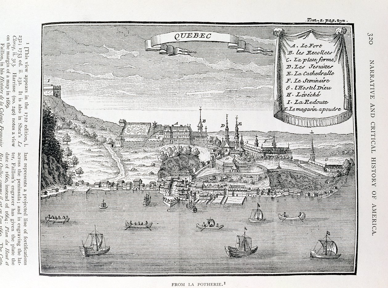 Quebec, La Potherie (1663-1736) után, illusztráció az „Amerika narratív és kritikai története” IV. kötetéből, 1886 alkotó: English School