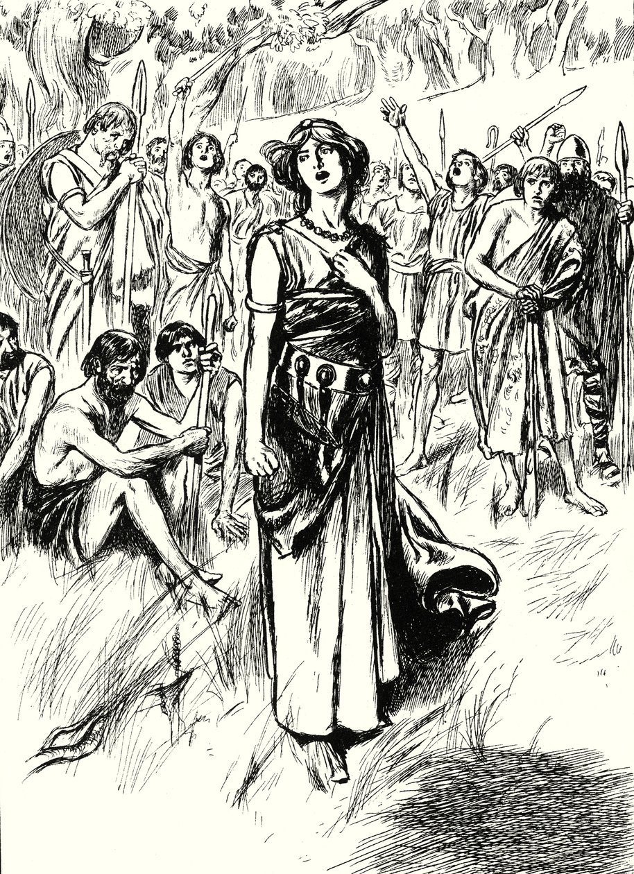 Boadicea királynő és katonái (litográfia) alkotó: English School