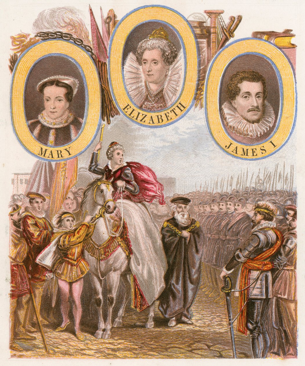 I. Erzsébet királynő Armada-beszéde (színes metszet) alkotó: English School