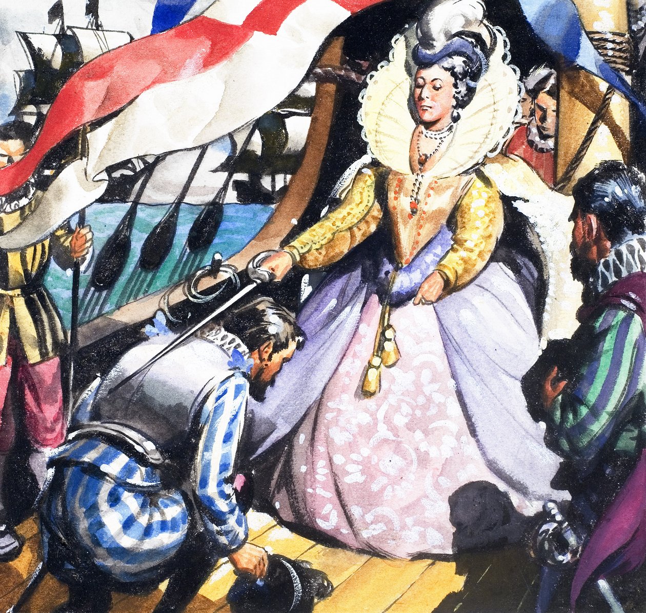 Erzsébet királynő és Francis Drake alkotó: English School