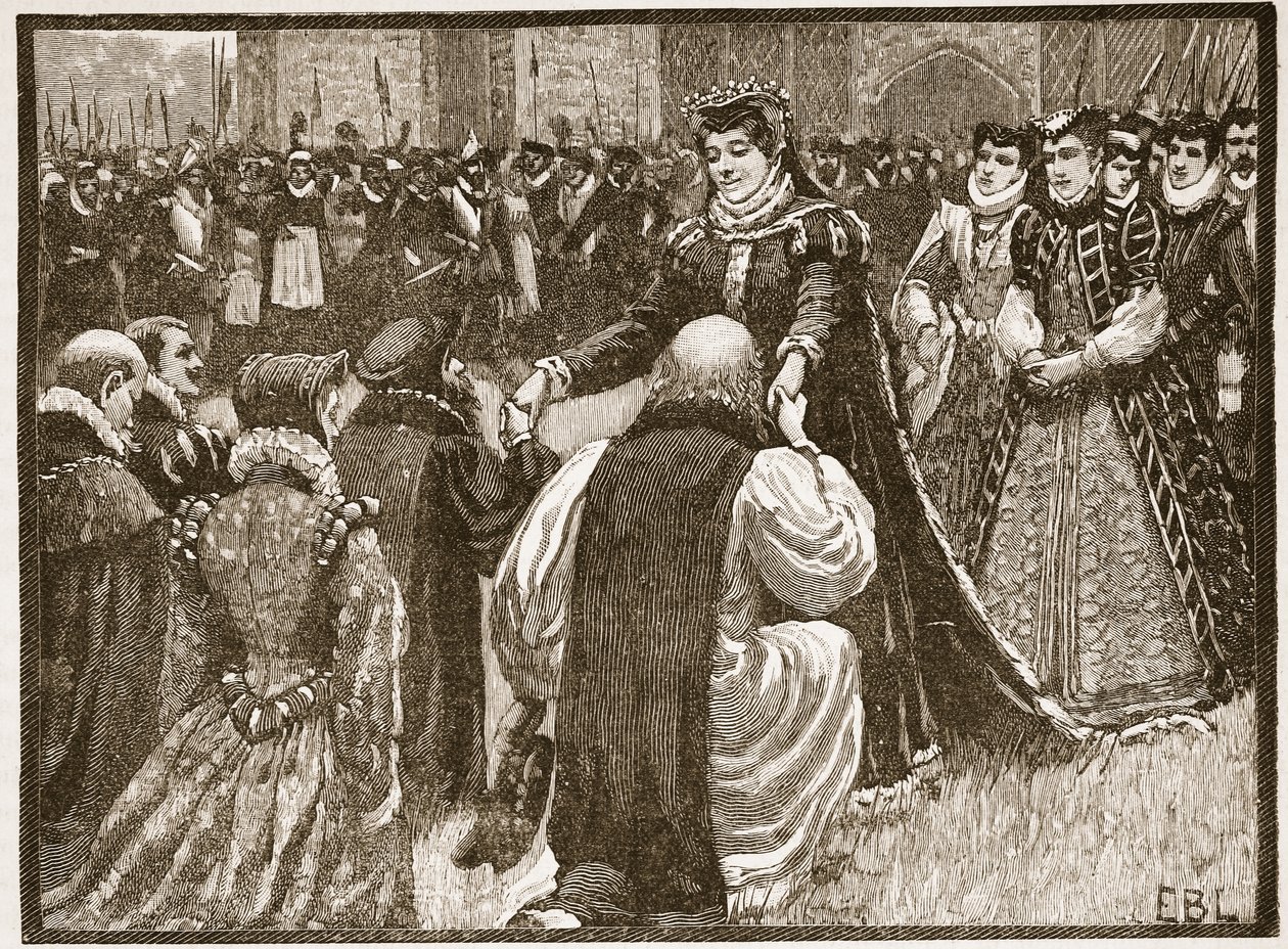 Mary Queen and the State Prisoners in the Tower, illusztráció a Cassells Illustrated History of Englandből (szépia fotó) alkotó: English School