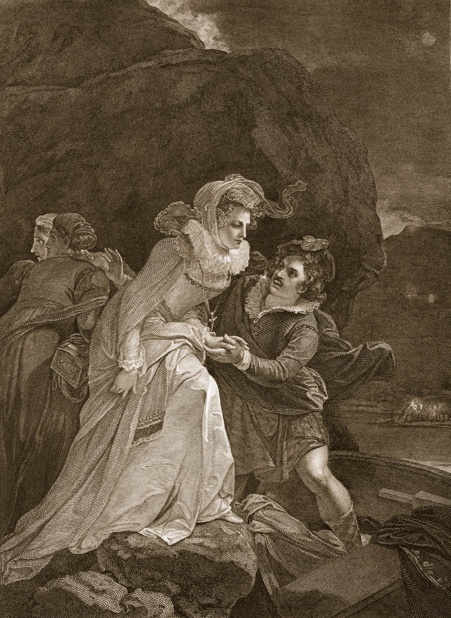 Mária királynő a Loch Leven kastélyból menekül, David Humes illusztrációja Anglia története, kocsma. R. Bowyer, London, 1812 alkotó: English School