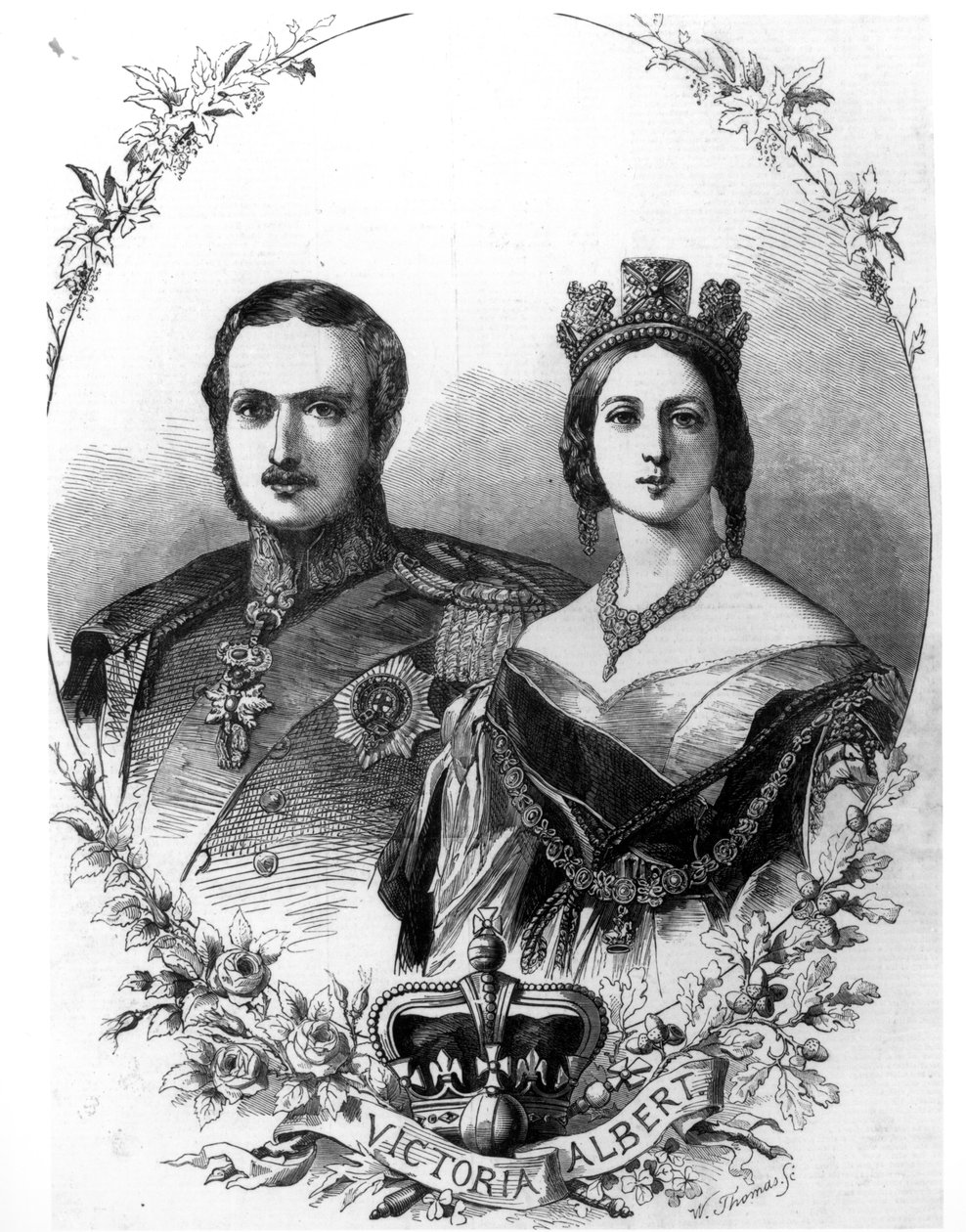 Viktória királynő (1819-1901) és Albert herceg (1819-61) W. Thomas metszete, 1844 alkotó: English School