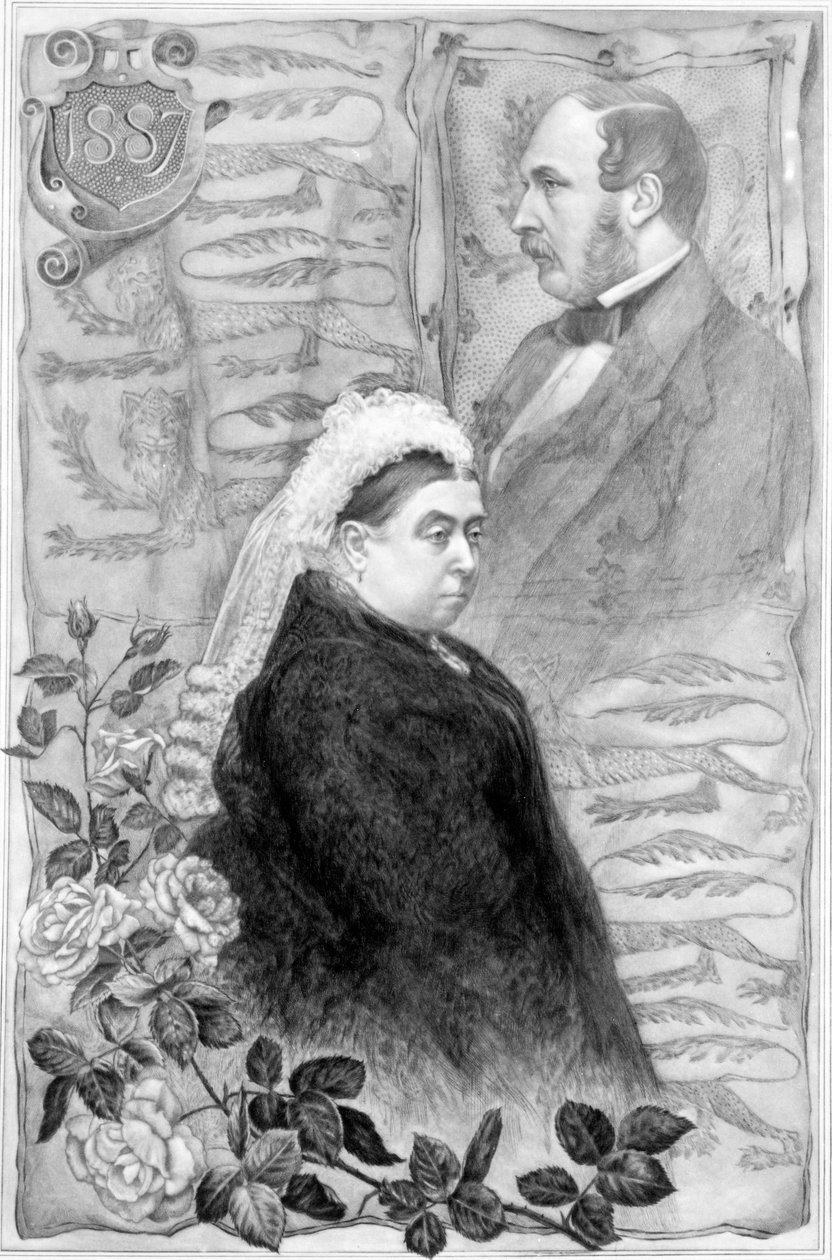 Viktória királynő arany jubileuma, 1887 (bw metszet) alkotó: English School