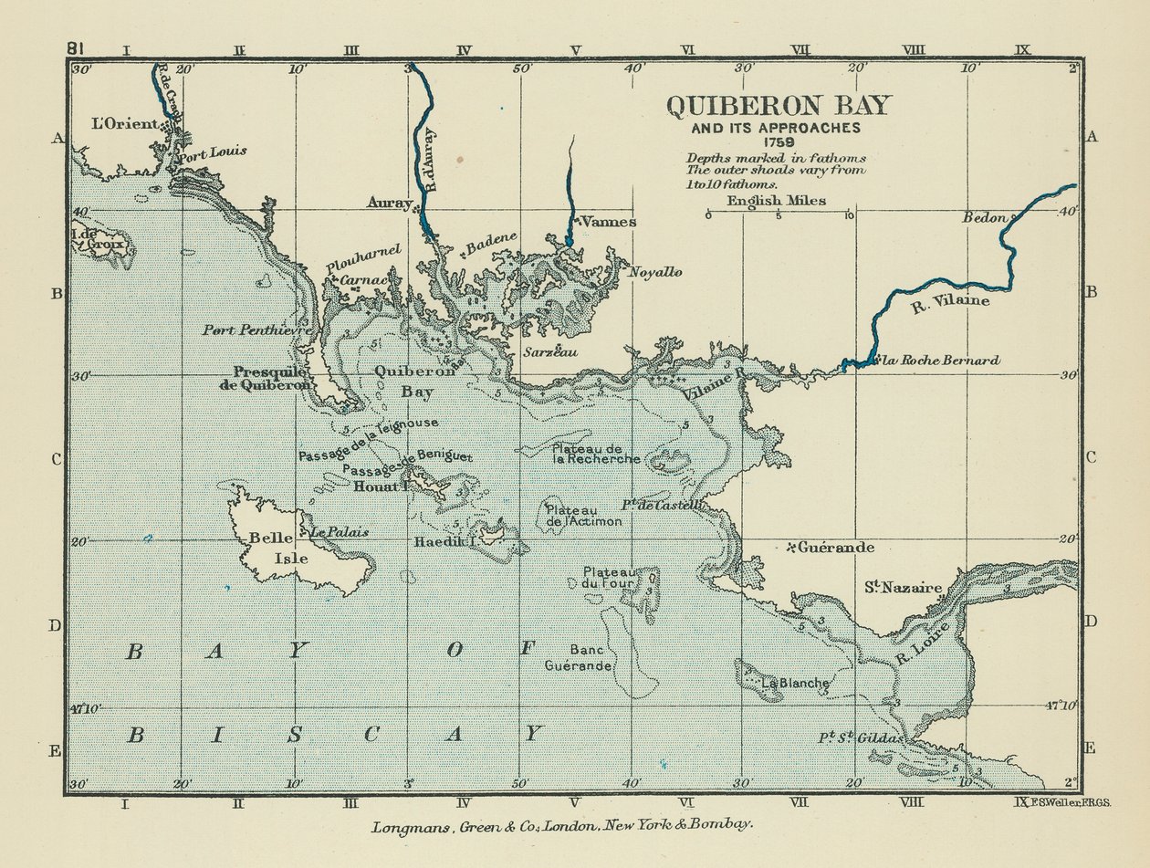A Quiberon-öböl és megközelítései (színes litográfia) alkotó: English School