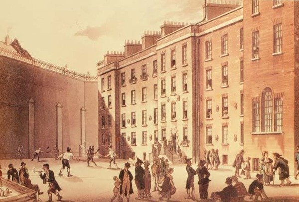 Ütők a Fleet börtönben, illusztráció a "London Life"-ból, pub. 1809 (litho) alkotó: English School