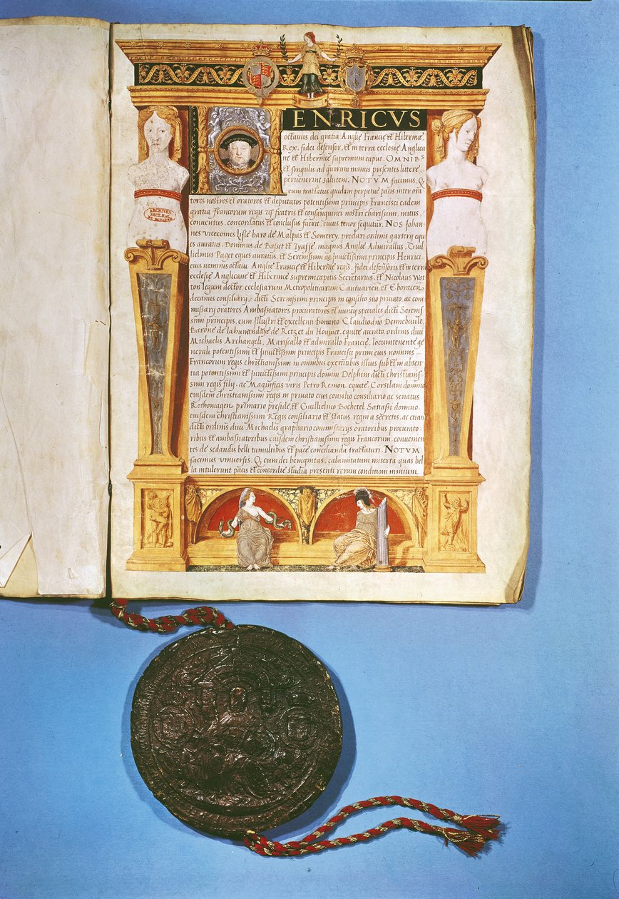 Henrik (1491-1547) ratifikálta az ardres-i szerződést, 1546. július 17. alkotó: English School