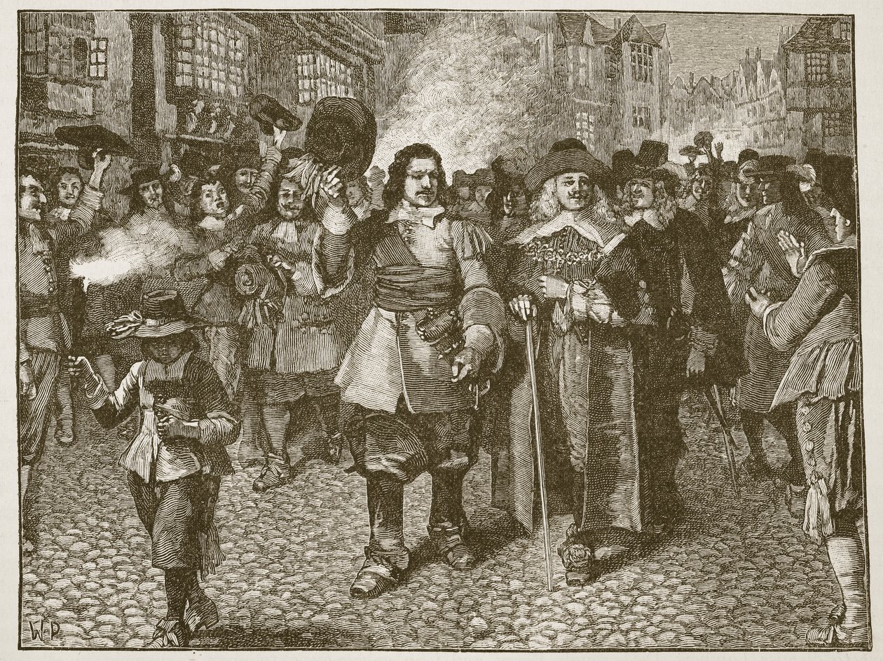 Monck fogadása a londoni Cityben, illusztráció a Cassells Illustrated History of Englandből (szépia fotó) alkotó: English School