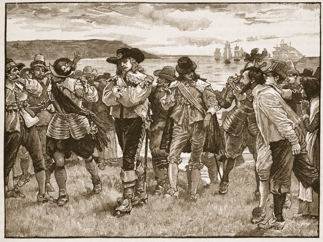 Wimbledon vikomt fogadása Plymouthban, illusztráció a Cassells Illustrated History of Englandből (szépia fotó) alkotó: English School