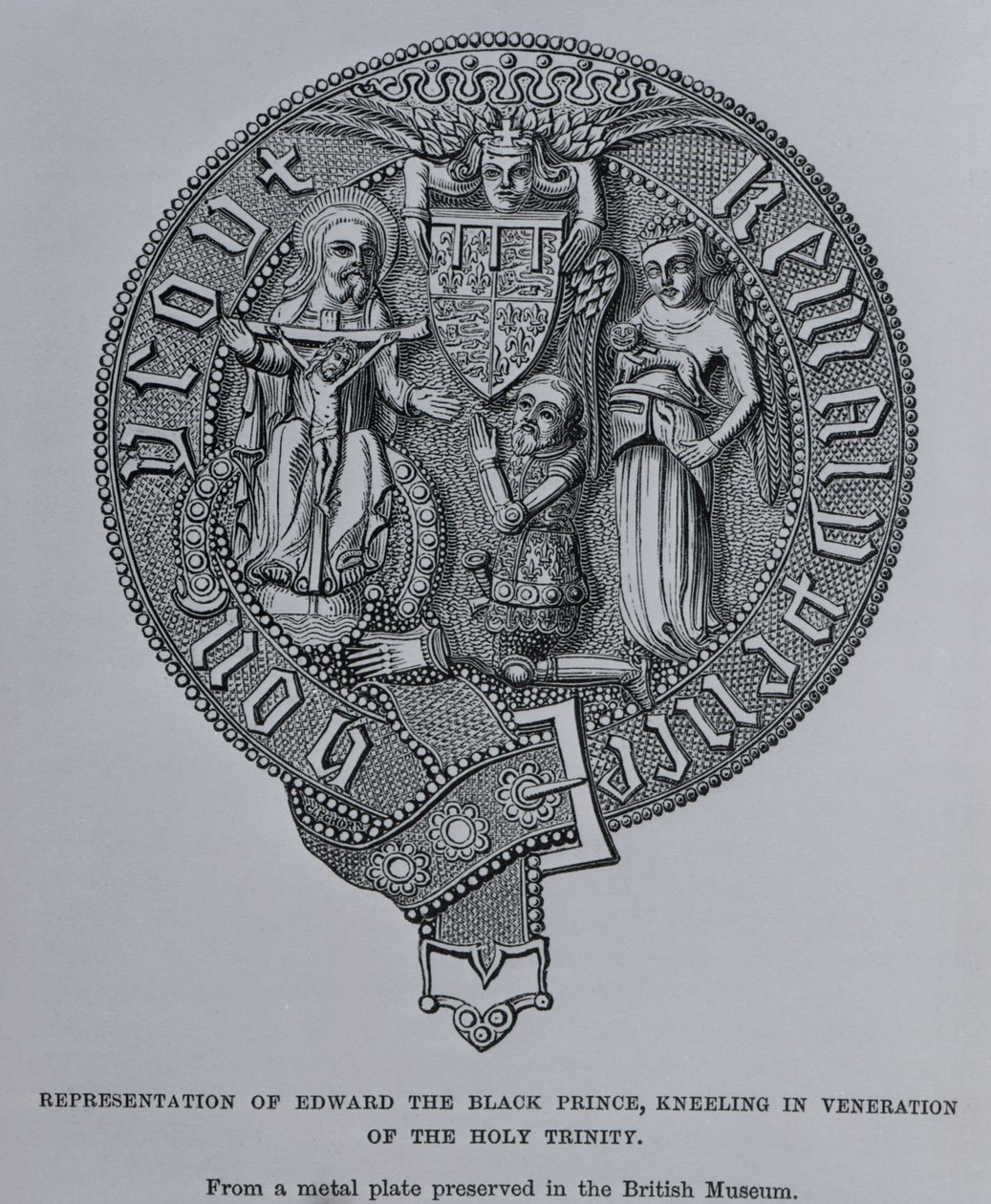 A Szentháromság tiszteletére térdelő Fekete Edward Edward ábrázolása alkotó: English School
