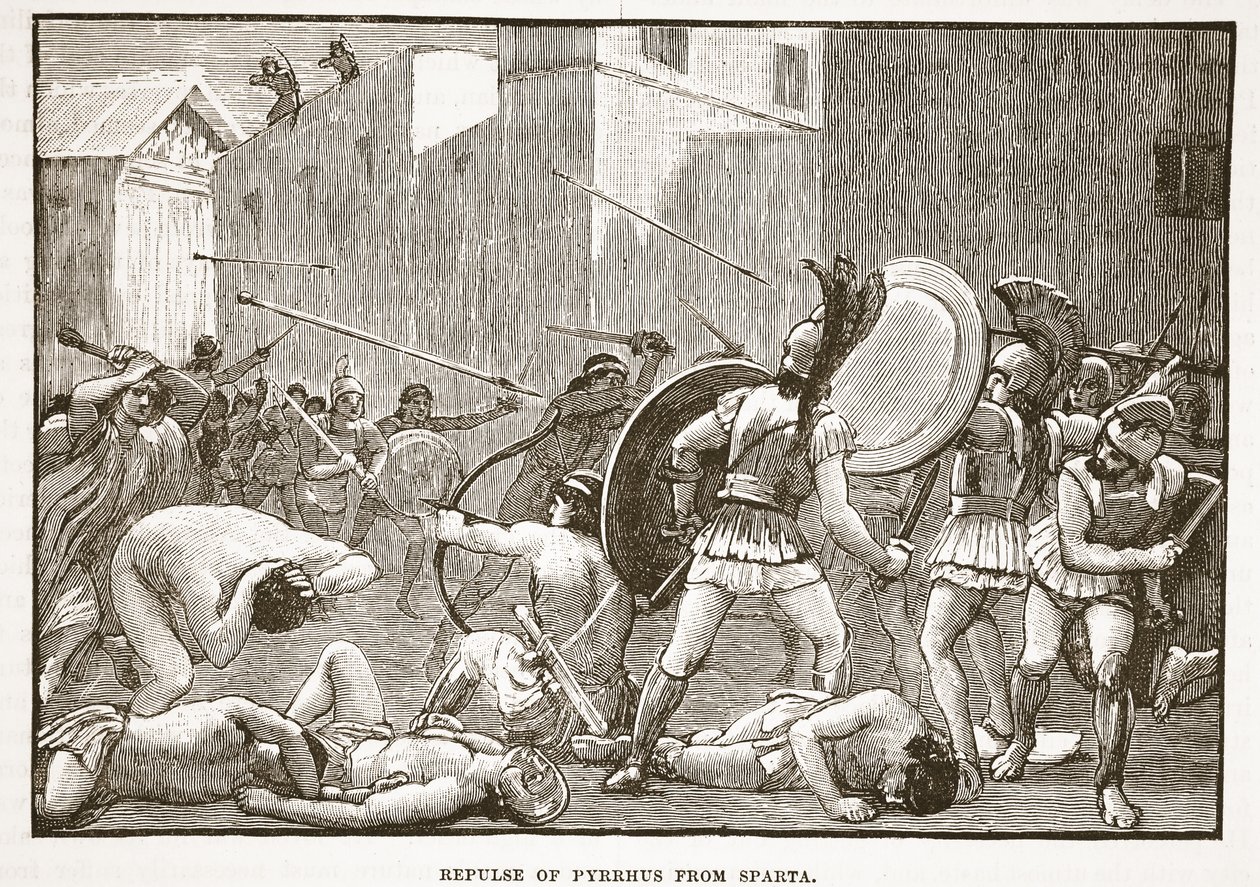 Pyrrhus visszaszorítása Spártából alkotó: English School