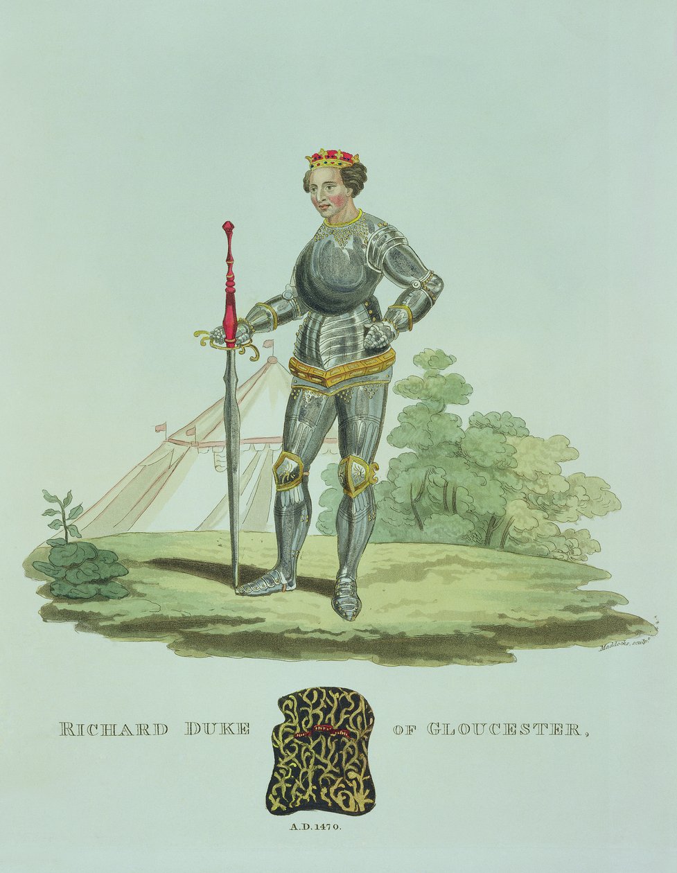 III. Richard (1452-85) 1470, W. Maddocks metszete, Samuel Rush Meyrick Ősi páncéljából, 1824 alkotó: English School
