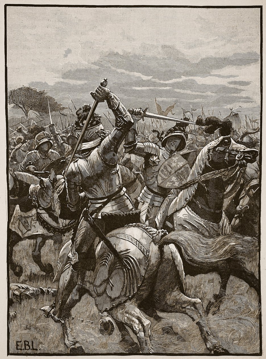 III. Richard a bosworthi csatában, illusztráció a Cassells Illustrated History of Englandből (szépia fotó) alkotó: English School
