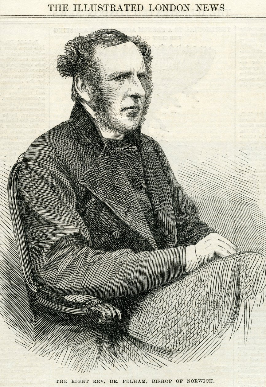 Dr. Pelham jobboldali tiszteletes, Norwich püspöke a The Illustrated London News-tól 1865. október 14. alkotó: English School