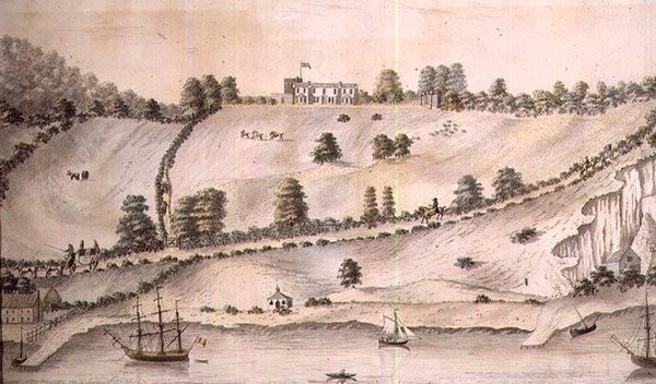 Folyói táj hajózás és a Dover Coach, 1800 körül (toll és mosás) (72976 pár) alkotó: English School